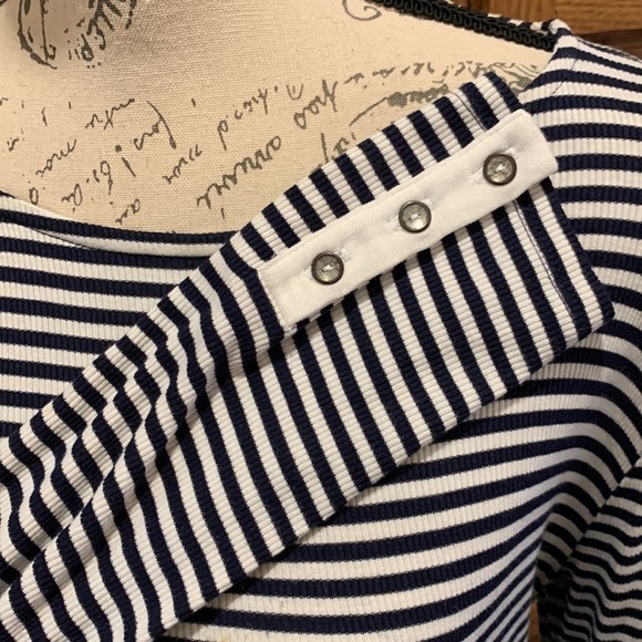 Anthropology dress size large blue and white stripe top with Gray blue L - Picture 4 of 8